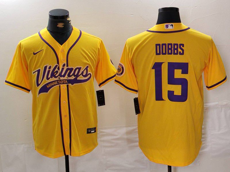 Men Minnesota Vikings 15 Dobbs Yellow Joint Name 2024 Nike Limited NFL Jersey style 4